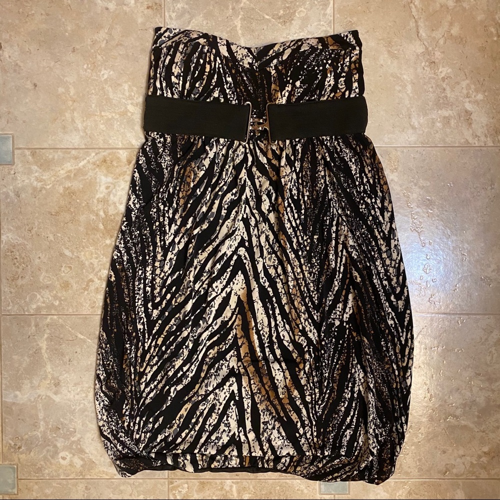 Metropark Animal Print Strapless Mini Dress